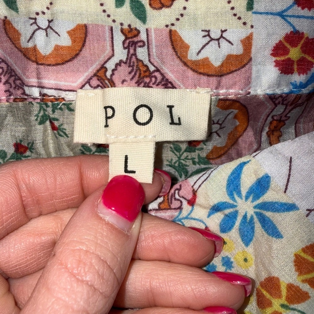 POL Patchwork Print Button Down Shirt Womens Larg… - image 2